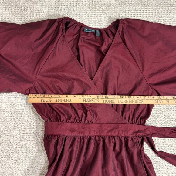 ASOS Design Short Blood Red Dark Romantic Deep V Wrap Dress Whimsygoth US Size 6 - Picture 6 of 10